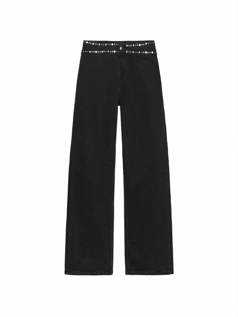 Zara Black Wide-Leg Jeans with Studded Waistband